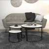 Buy !nspire Black metal frames provide a solid base for these round tables. The solid mango wood table tops are finished in a washed grey which pair well with the bases to create a set of coffee tables with a rustic modern style. (SKU# ) now before it is sold out again!