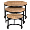 Buy !nspire Black metal frames provide a solid base for these round tables. The solid mango wood table tops are finished in a washed grey which pair well with the bases to create a set of coffee tables with a rustic modern style. (SKU# ) now before it is sold out again!