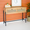 Impressive Kalalou We all know that first impressions are important. So make sure your home makes a great one with our Wood Console With Woven Cane Drawers. This charming piece is perfect for hiding away all that entryway clutter or for storing all your miscellaneous junk. (SKU# tb1). This table is available in Coffee Table Mart now. Enjoy Buy Now Pay Later.