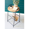 Another view of Kalalou If you're looking for a chic and unique side table, look no further than our wood and metal side table with a magazine rack! This stylish piece is perfect for adding a touch of rustic charm to any room. (SKU# tb1). This table is available in Coffee Table Mart now.