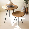Another image of Kalalou These round metal side tables with woven cane tops are the perfect accent to any room. The simple design and neutral colors make them versatile enough to blend in with any décor, while the sturdy construction and beautiful craftsmanship make them a focal point in any space. (SKU# tb1). This table is available in Coffee Table Mart with Free Shipping.