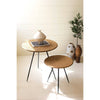Another image of Kalalou These round metal side tables with woven cane tops are the perfect accent to any room. The simple design and neutral colors make them versatile enough to blend in with any décor, while the sturdy construction and beautiful craftsmanship make them a focal point in any space. (SKU# tb1). This table is available in Coffee Table Mart with Free Shipping.