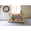 Another view of Kalalou Looking for a stylish and rustic addition to your party or store? Check out our Reclaimed Wood Two Tiered Display Table with Folding Iron Base! (SKU# tb1). This table is available in Coffee Table Mart now.