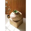 Another view of Kalalou This round jute pouf is the perfect addition to your home. You can prop up your feet with this pouf, or use it as a coffee table or extra seat.(SKU# tb1). This table is available in Coffee Table Mart now.